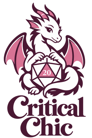Critical Chic — dragon and twenty-sided die logo